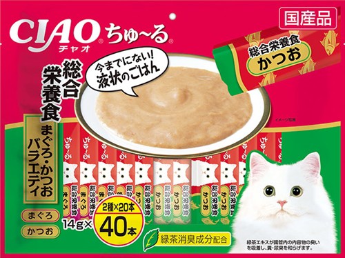 他サイト： いなばペットフード【ペット用品】 ちゅーる総合栄養食鮪鰹バラエティ14g40本 P-4901133719462★【SC-189】の商品画像
