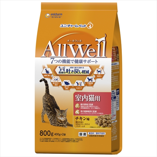 他サイト： ユニ・チャーム【ペット用品】 AllWell室内猫用チキン味800g P-4520699648940【ユニチャーム】の商品画像