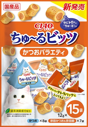 他サイト： いなばペットフード【ペット用品】CIAO ちゅ〜るビッツ かつおバラエティ 12g×15袋 P-4901133715211【CSの商品画像