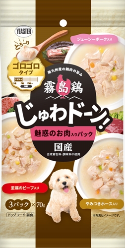 他サイト： イースター【ペット用品】霧島鶏 じゅわドーン! ゴロゴロ 魅惑のお肉入りパック 210g(70g×3袋) P-497076872の商品画像