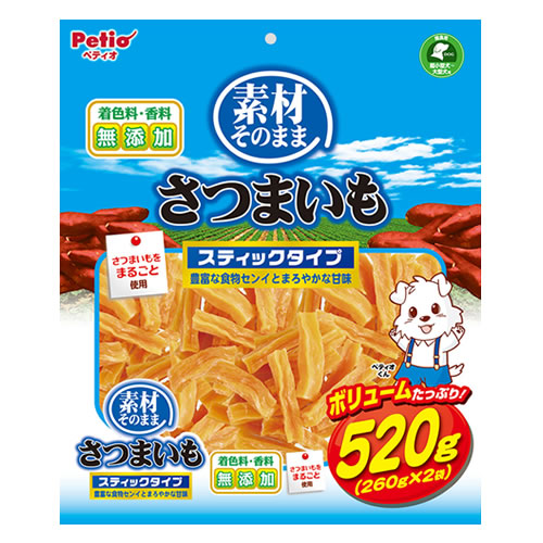 他サイト： ペティオ【ペット用品】素材そのまま さつまいも スティックタイプ 520g P-4903588144639の商品画像