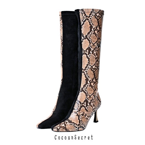 期間限定セール ブーツ レディース ロングブーツ パイソン ハイヒール バイカラー ブロガー 返品送料無料 Conetica Com Mx