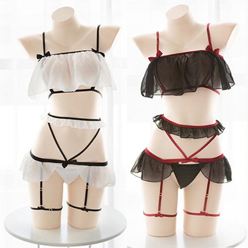 コスプレ セクシー ランジェリー かわいい レディース 可愛いコスプレ ホワイト 白 ブラック 黒 大人 女性 セクシー 透け レース フリル の通販はau Pay マーケット Malymoon マリームーン Au Pay マーケット店