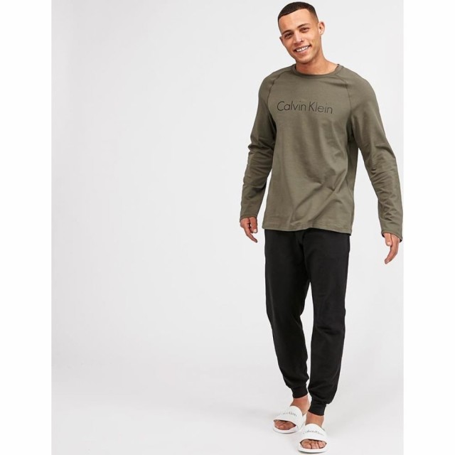 カルバンクライン Calvin Klein メンズ パジャマ 上下セット インナー 下着 Lounge Knit Long Sleeve Pant Set Army Blackの通販はau Pay マーケット フェルマート