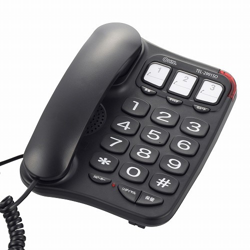 他サイト： オーム電機 TEL-2991SO-K シンプルシニアホン ブラックの商品画像
