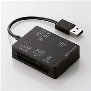 他サイト： エレコム MR-A012BK 56+2メディア対応メモリリーダライタ ブラックの商品画像
