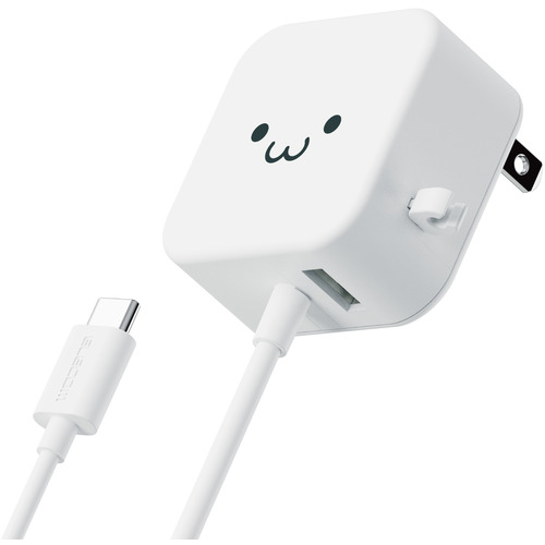 他サイト： エレコム MPA-ACC22WF AC充電器 スマホ・タブレット用 2.4A出力 Type-C USB-C ケーブル一体型 1.の商品画像