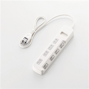 他サイト： エレコム T-E6A-2410WH ほこり防止シャッター付 省エネタップ 1.0m ホワイトの商品画像