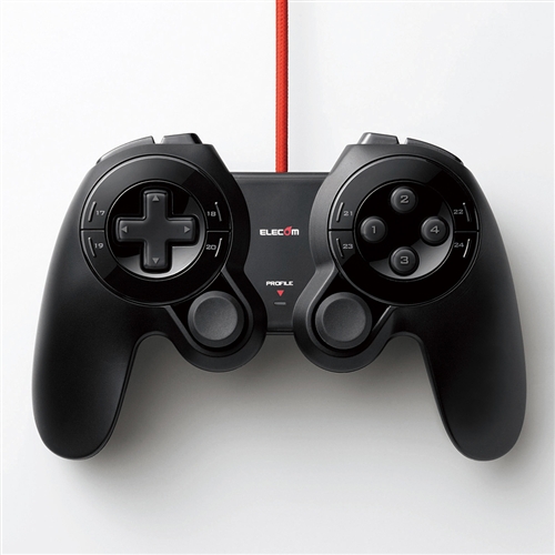 他サイト： ゲームパッド エレコム PC 有線 JC-DUX60BK マクロ機能搭載“DUX”MMO有線ゲームパッド ブラックの商品画像