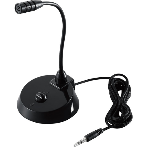 他サイト： エレコム HS-MC07BK スタンドマイク 小型 フレキシブルアーム ミュートボタン付き 3極φ3.5mm ブラック の商品画像