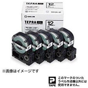 他サイト： キングジム SS12K5P テプラ 白ラベルテープ (白テープ/黒文字/12mm幅・5個パック)の商品画像