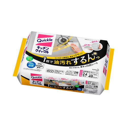他サイト： 花王 キッチンクイックル つめかえ用 ジャンボパック 24枚入 【日用消耗品】の商品画像