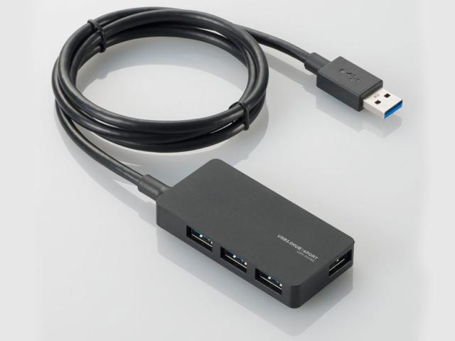 他サイト： ELECOM エレコムUSB3.0ハブ ACアダプタ付属 4ポート セルフ&バスパワー ブラック U3H-A408SBK ブラッの商品画像