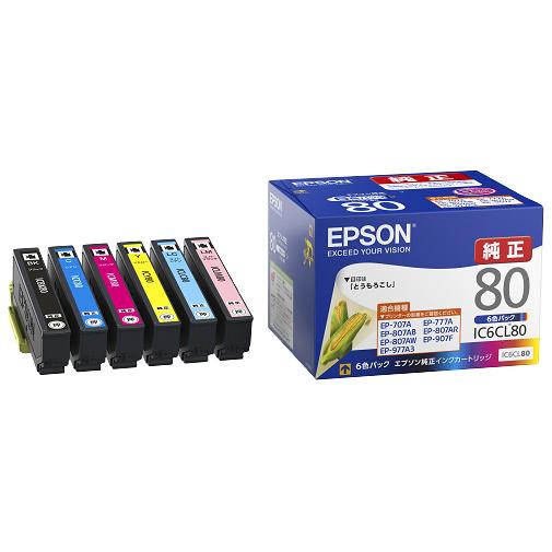他サイト： EPSON エプソンインクカートリッジ 80 6色パック IC6CL80(2368540)代引不可 送料無料の商品画像