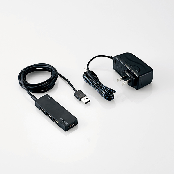 他サイト： ELECOM エレコム4ポート USB2.0HUB ブラック U2HAN4SBK(2426862)送料無料の商品画像