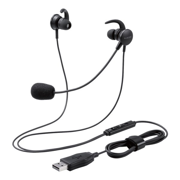 他サイト： ELECOM エレコム両耳耳栓タイプUSBヘッドセット ブラック HS-EP15UBK(2564093)送料無料の商品画像