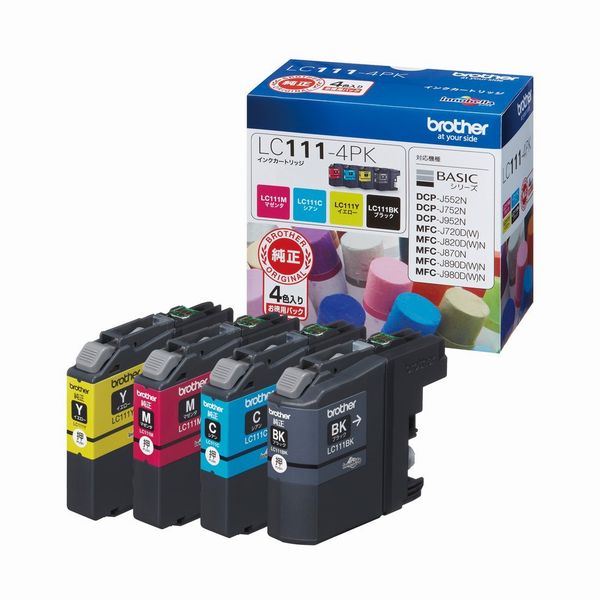 他サイト： brother ブラザーインクカートリッジ LC111-4PK 4色パック LC111-4PK(2348716)代引不可 送料無の商品画像