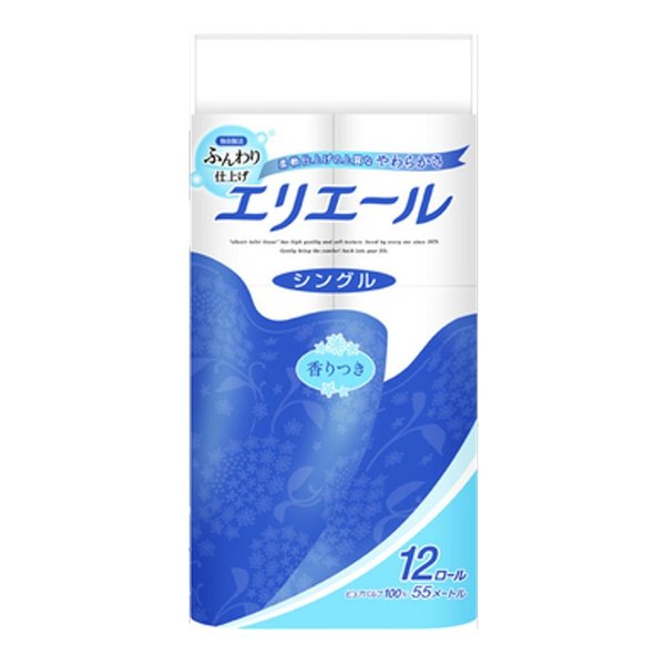 他サイト： 大王製紙 ダイオウセイシエリエール トイレットペーパー 55m×12ロール シングル パルプ100% エリエール12RS55m(の商品画像