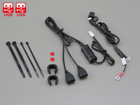 他サイト： DAYTONA デイトナモーターサイクル用配線コードセット 2.1バイク専用電源 USB2ポート 93040(2394491)の商品画像