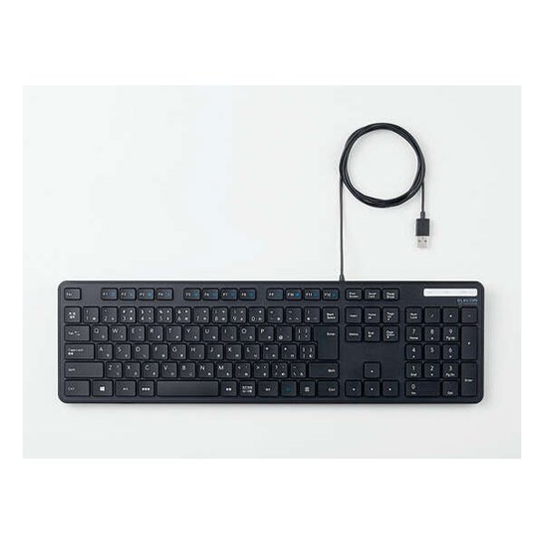他サイト： ELECOM エレコム抗菌 有線薄型フルキーボード ブラック TKFCM108KBK(2508141)代引不可の商品画像