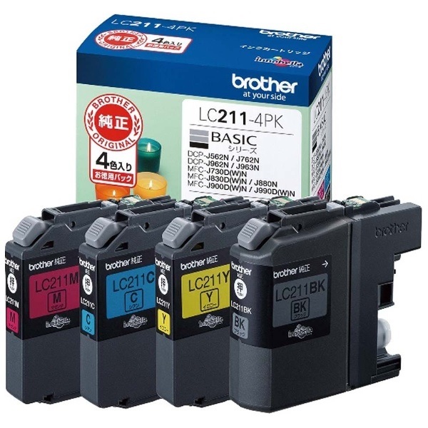 他サイト： brother ブラザーインクカートリッジ(お徳用4色パック) LC211-4PK(2395504)代引不可 送料無料の商品画像
