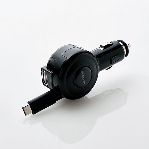 他サイト： ELECOM エレコムシガーチャージャー/Type-C/リールタイプ/U MPACCC04BK(2438641)の商品画像
