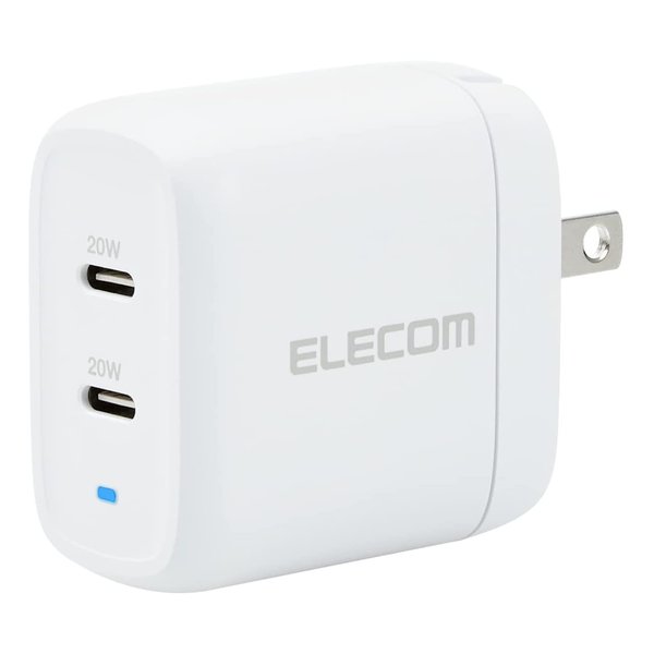 他サイト： ELECOM エレコムAC充電器/USB充電器/USB Power Delivery対応 20W+20W タイプCポート×2 Mの商品画像