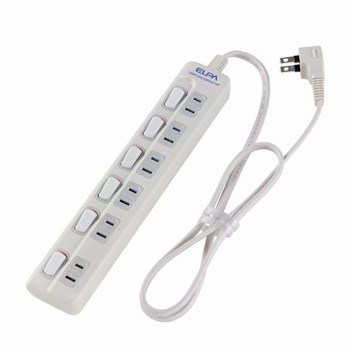 他サイト： ELPA エルパ電源タップ ランプレス個別スイッチ AC6個口 コード長 1m WLS610EBW(2467437)の商品画像