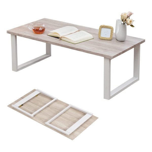 他サイト： 萩原 ハギハラ折れ脚テーブル 約 幅90×奥行45×高さ32.5cmホワイト LT-4396WH(2539760)代引不可の商品画像