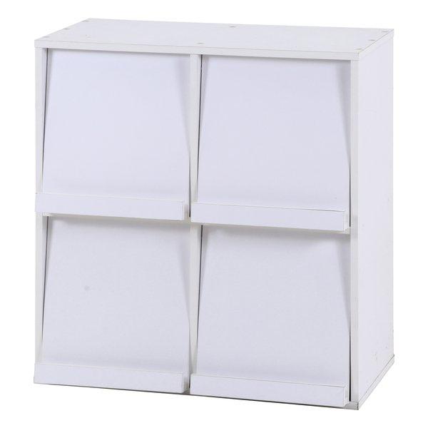 他サイト： 不二貿易 フジボウエキディスプレイラック 4マス 幅80cm ホワイト DP8085WH(2542659)代引不可の商品画像