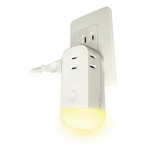 他サイト： TOPLAND トップランドライト付きコンセントタップ 充電式 LED電球色 コンセント差し込み口数3口 M7410(25871の商品画像