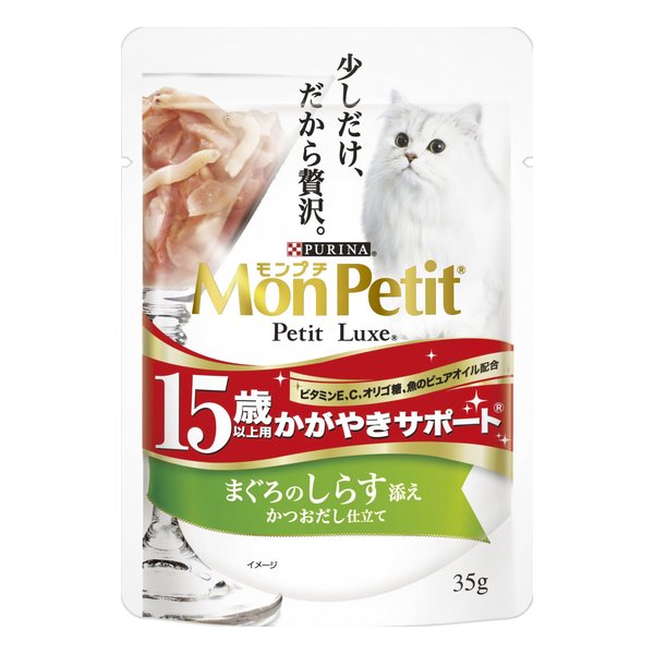 他サイト： Nestle(ネスレ)モンプチ プチリュクス 15歳以上用 かがやきサポート まぐろのしらす添え 猫用/35g モンプチ プチリの商品画像