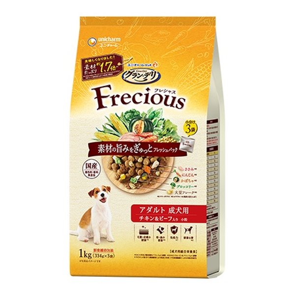 他サイト： unicharm(ユニ・チャーム)グラン・デリ フレシャス チキン&ビーフ入り ドライ/成犬/334g×3袋 グラン・デリ Frの商品画像