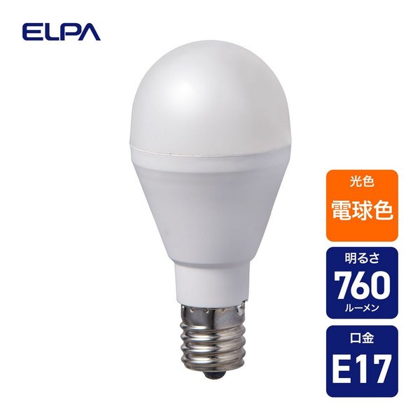 他サイト： ELPA エルパLED電球 ミニクリプトン球形 口金 E17 60W形 電球色 5年保証 LDA7L-G-E17-G4106(2の商品画像