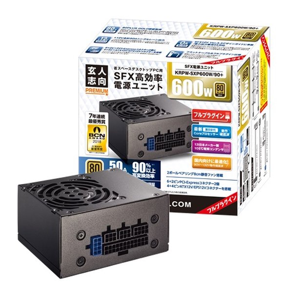 他サイト： 玄人志向 クロウトシコウSFX高効率電源ユニット 600W KRPW-SXP600W/90+(2485501)代引不可 送料無料の商品画像
