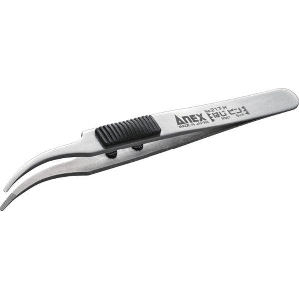 他サイト： 217H アネックスツール(株) アネックス ラバーグリップ付ステンレスピンセット はじピン 先丸鷲型120mm 217-H Wの商品画像