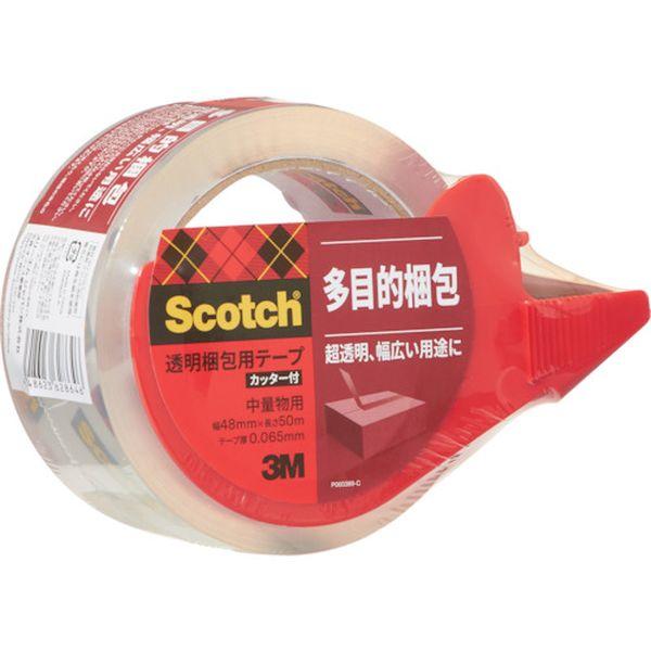 他サイト： 313D1PN  スリーエム 3M 透明梱包用テープ カッター付 48mmX50m 中・軽量物用 313D 1PN WO店の商品画像