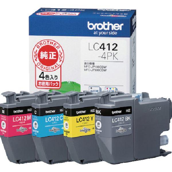 他サイト： LC4124PK  ブラザー工業(株) ブラザー インクカートリッジ 4色パック LC412-4PK WO店の商品画像