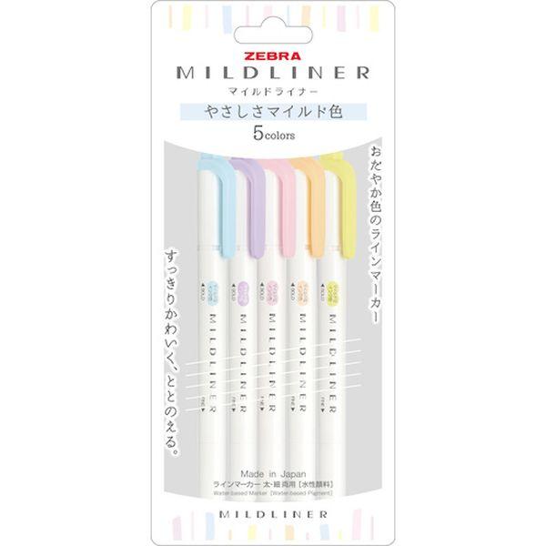 他サイト： WKT75CYC  ゼブラ(株) ゼブラ 蛍光ペン マイルドライナー やさしさマイルド5色セット WKT75CYC-TN WO店の商品画像