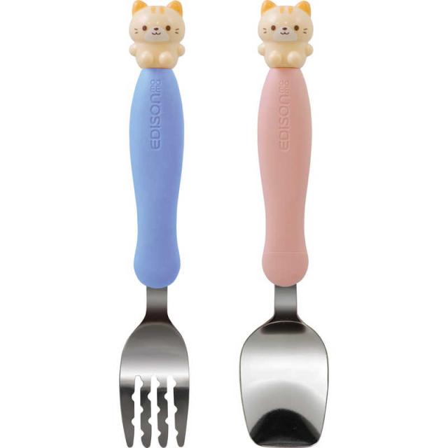 他サイト： エジソン販売 フォーク&スプーン KIDS マルチケース付 ネコ の商品画像