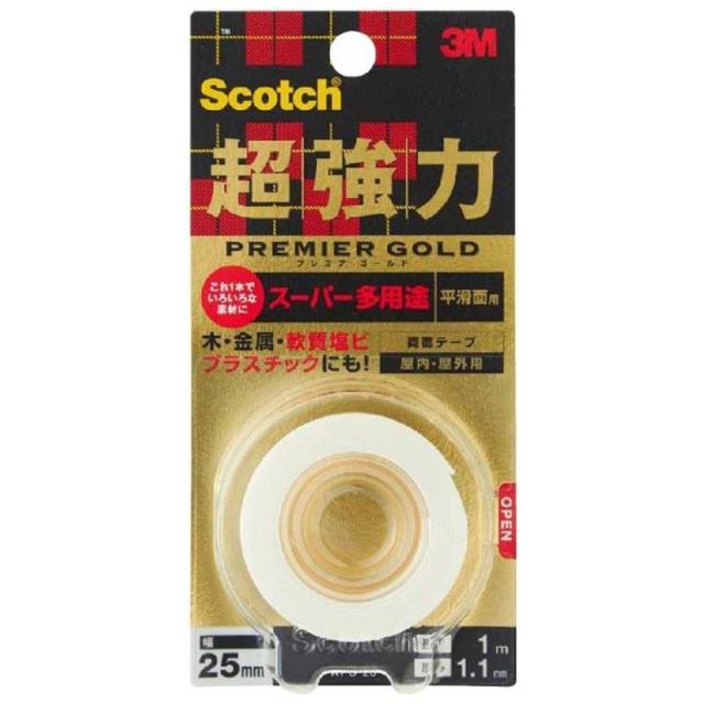他サイト： 3Mジャパン スコッチ 超強力両面テープ プレミアゴールド(スーパー多用途) KPS-25の商品画像