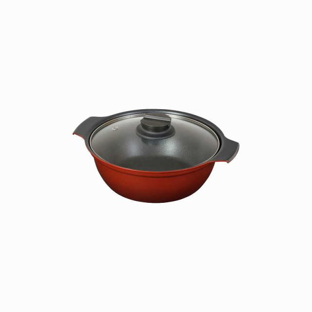 他サイト： パール金属 旨味 ふっ素加工IH対応ガラス蓋付 卓上鍋20cm [IH対応] HB6963の商品画像