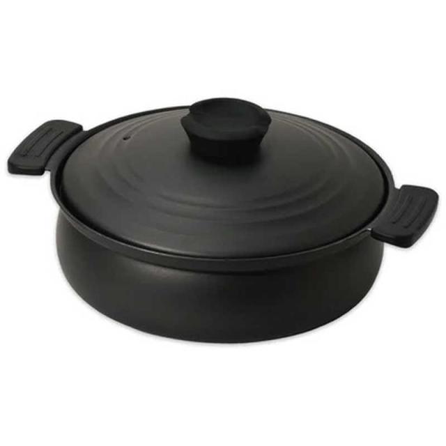他サイト： パール金属 軽量ふっ素加工IH対応土鍋風卓上鍋24cm(ブラック) HC465の商品画像