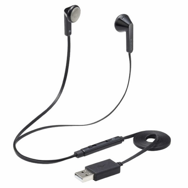 他サイト： エレコム ELECOM ヘッドセット ブラック [ USB / 両耳 / イヤホンタイプ ]  HS-EP19UBKの商品画像