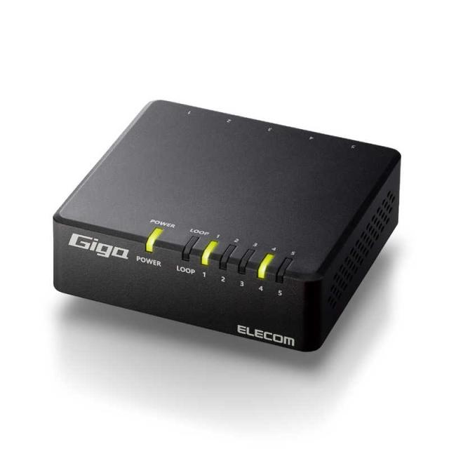 他サイト： エレコム ELECOM  スイッチングハブ LAN ハブ 5ポート Giga対応 1000/100/10Mbps マグネット付 の商品画像