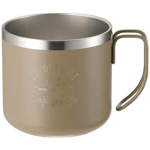 他サイト： キャプテンスタッグ モンテ ダブルステンレスマグカップ350 カーキ UE-3431の商品画像