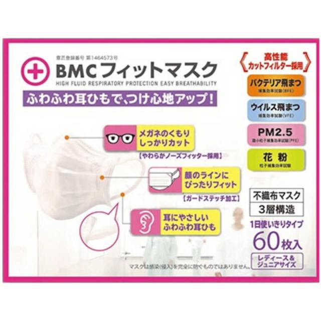 他サイト： ビーエムシー BMCフィットマスク レディース&Jr 60枚 BMCフィットマスク の商品画像