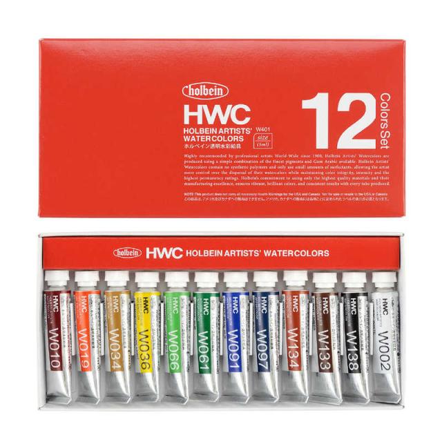 他サイト： ホルベイン工業 透明水彩2号 5ml W401 12色セット 3401の商品画像