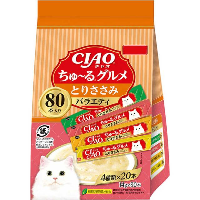 他サイト： いなばペットフード CIAO(チャオ)ちゅ〜る とりささみグルメバラエティ 14g×80本 の商品画像
