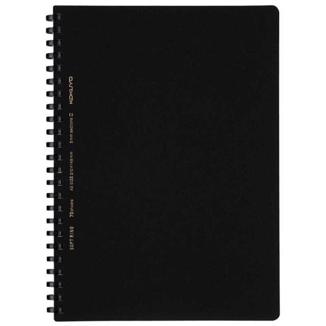 他サイト： コクヨ [ノート]ソフトリングノート ビジネステイスト (A5・方眼罫・70枚 ) ス-SV437S5D 黒の商品画像